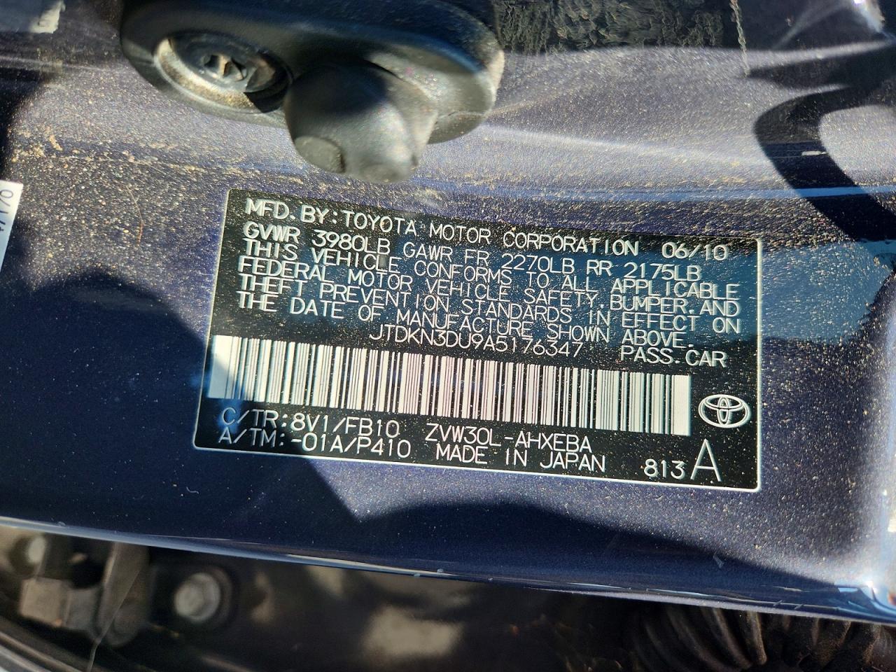 2010 Toyota Prius Ii Charcoal vin: JTDKN3DU9A5176347