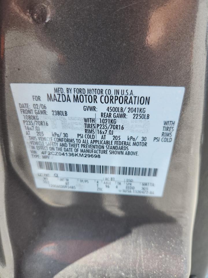 2006 Mazda Tribute S Gray vin: 4F2CZ04136KM29698