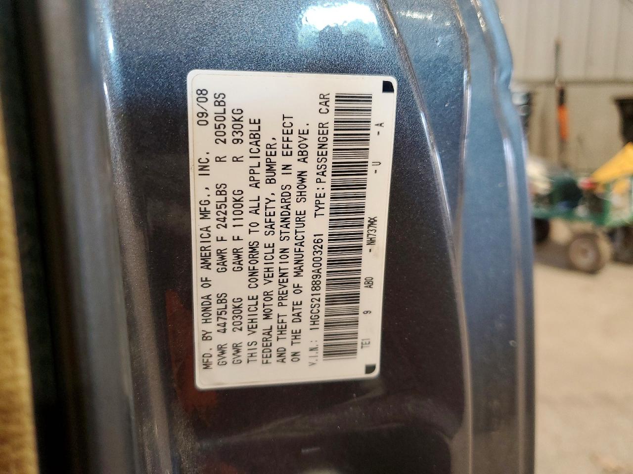 2009 Honda Accord Exl Gray vin: 1HGCS21889A003261
