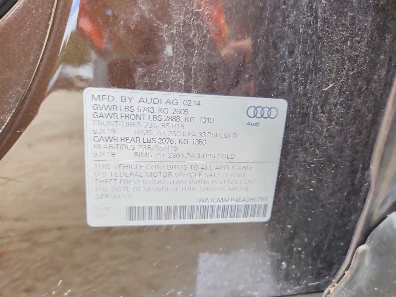 2014 Audi Q5 Tdi Premium Plus Brown vin: WA1CMAFP4EA096755