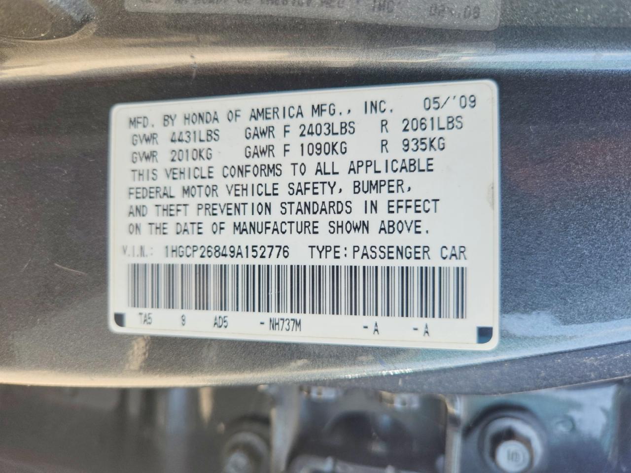 2009 Honda Accord Exl Silver vin: 1HGCP26849A152776