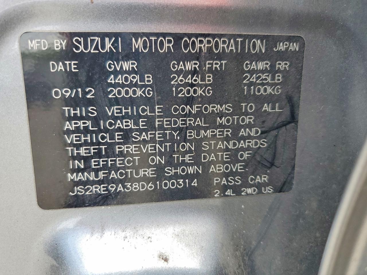 2013 Suzuki Kizashi Se Silver vin: JS2RE9A38D6100314
