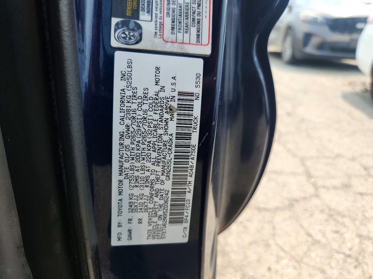 2005 Toyota Tacoma Prerunner Access Cab Blue vin: 5TETU62N95Z036242