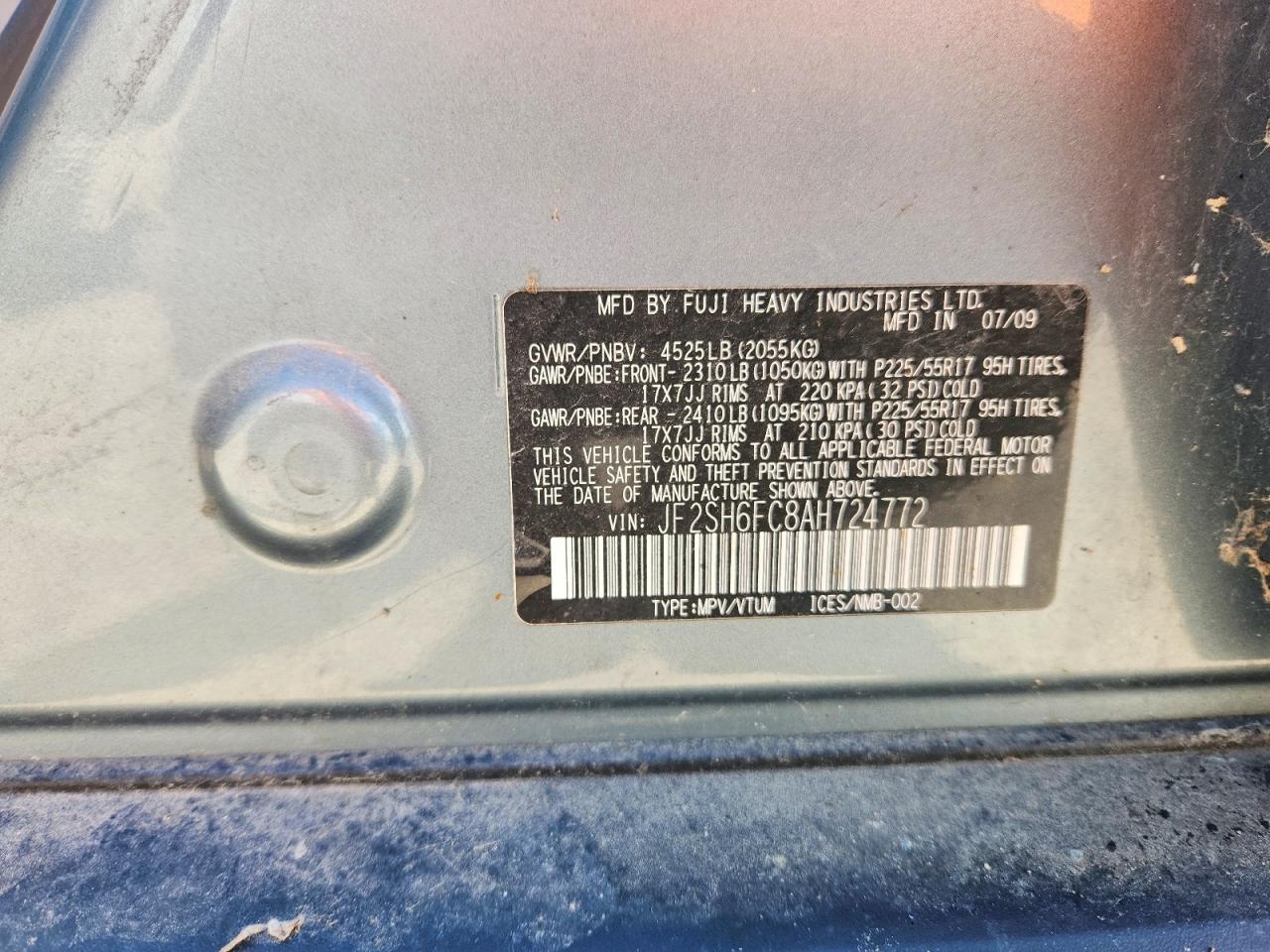 2010 Subaru Forester 2.5xt Limited Green vin: JF2SH6FC8AH724772