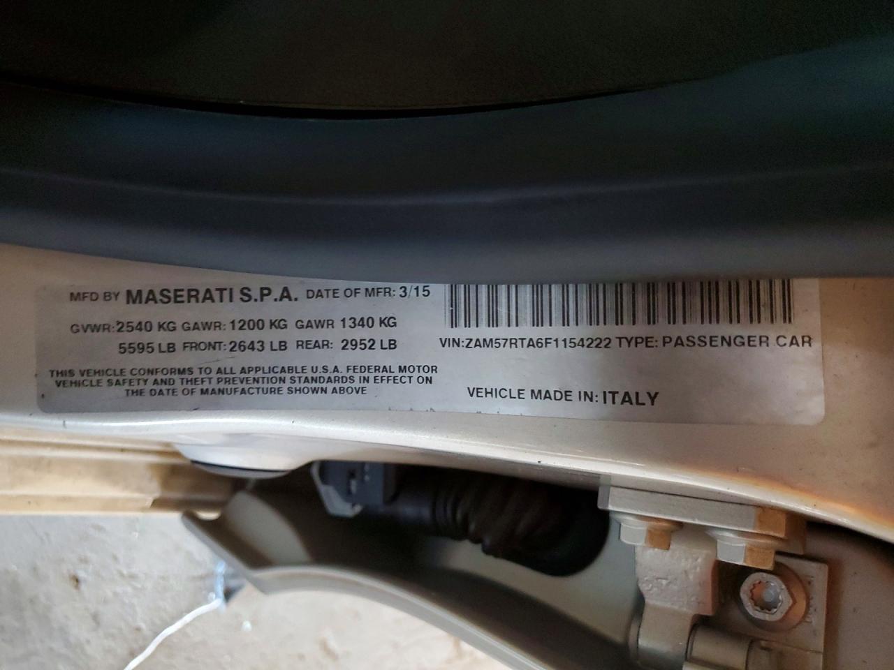2015 Maserati Ghibli S Gray vin: ZAM57RTA6F1154222