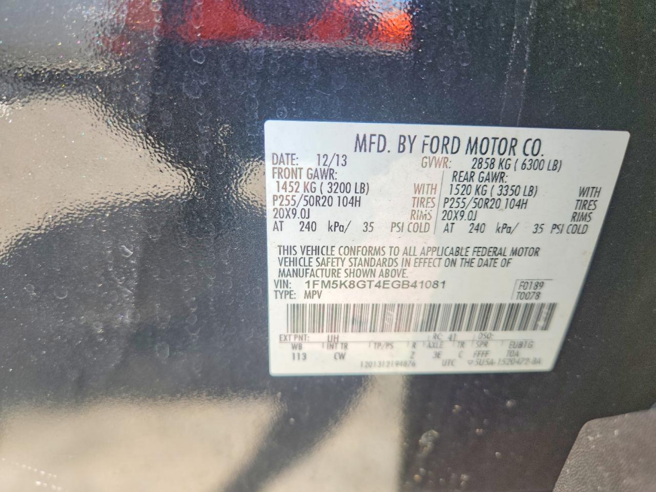 2014 Ford Explorer Sport Черный vin: 1FM5K8GT4EGB41081