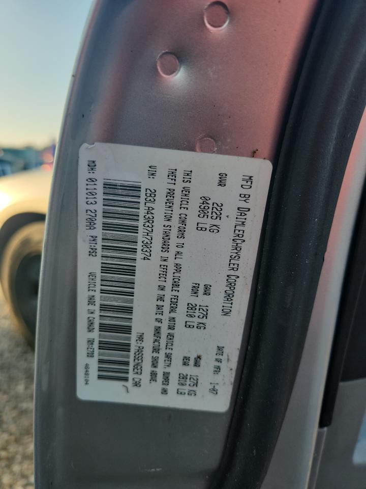 2007 Dodge Charger Se Silver vin: 2B3LA43R37H730374
