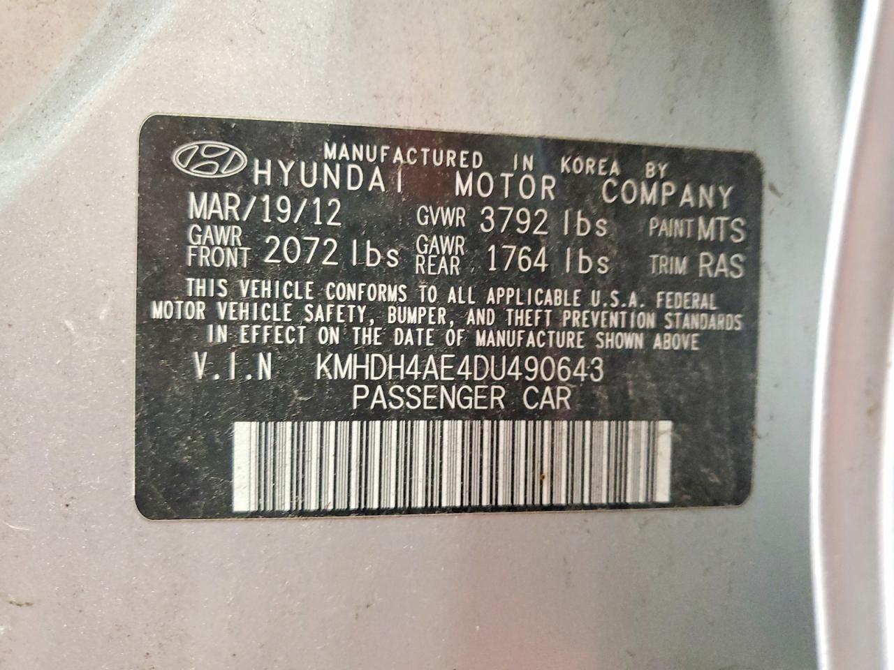 2013 Hyundai Elantra Gls Silver vin: KMHDH4AE4DU490643