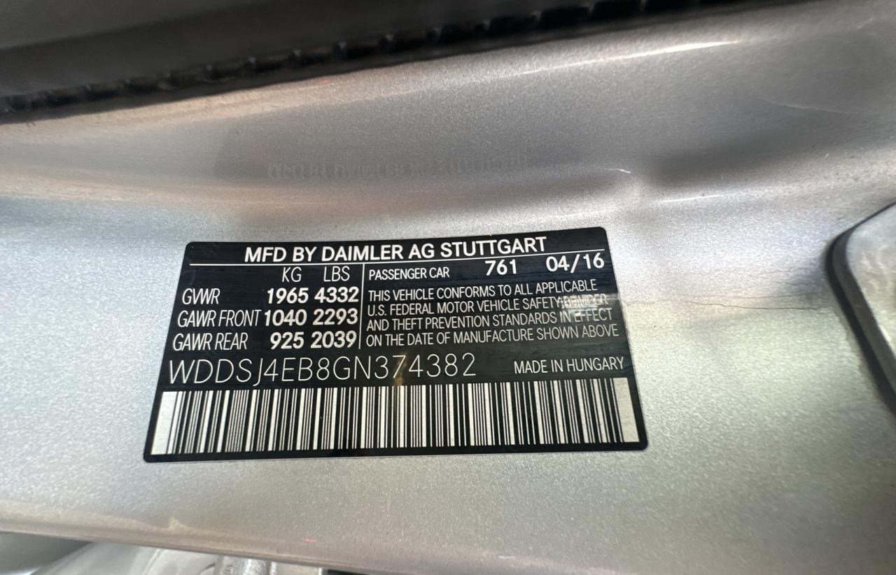 2016 Mercedes-benz Cla 250 Silver vin: WDDSJ4EB8GN374382