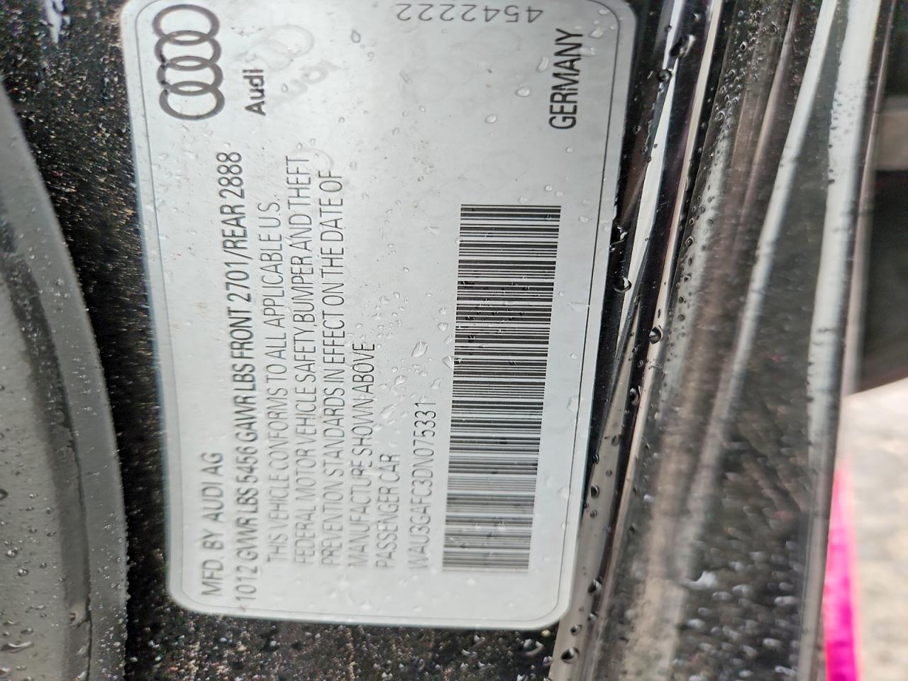 2013 Audi A7 Prestige Розовый vin: WAU3GAFC3DN075331