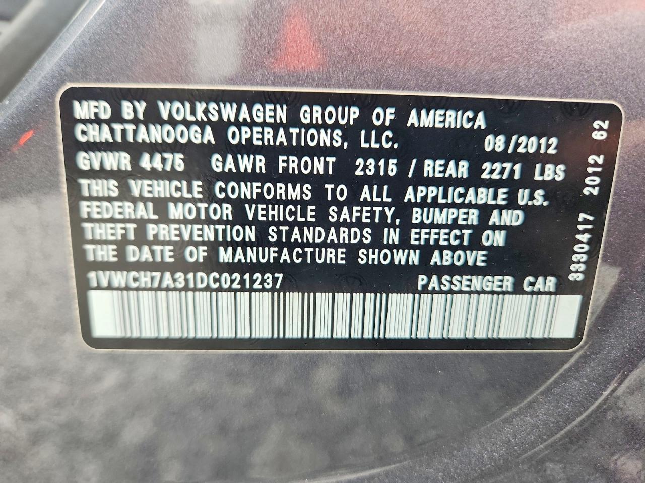 2013 Volkswagen Passat Sel Gray vin: 1VWCH7A31DC021237