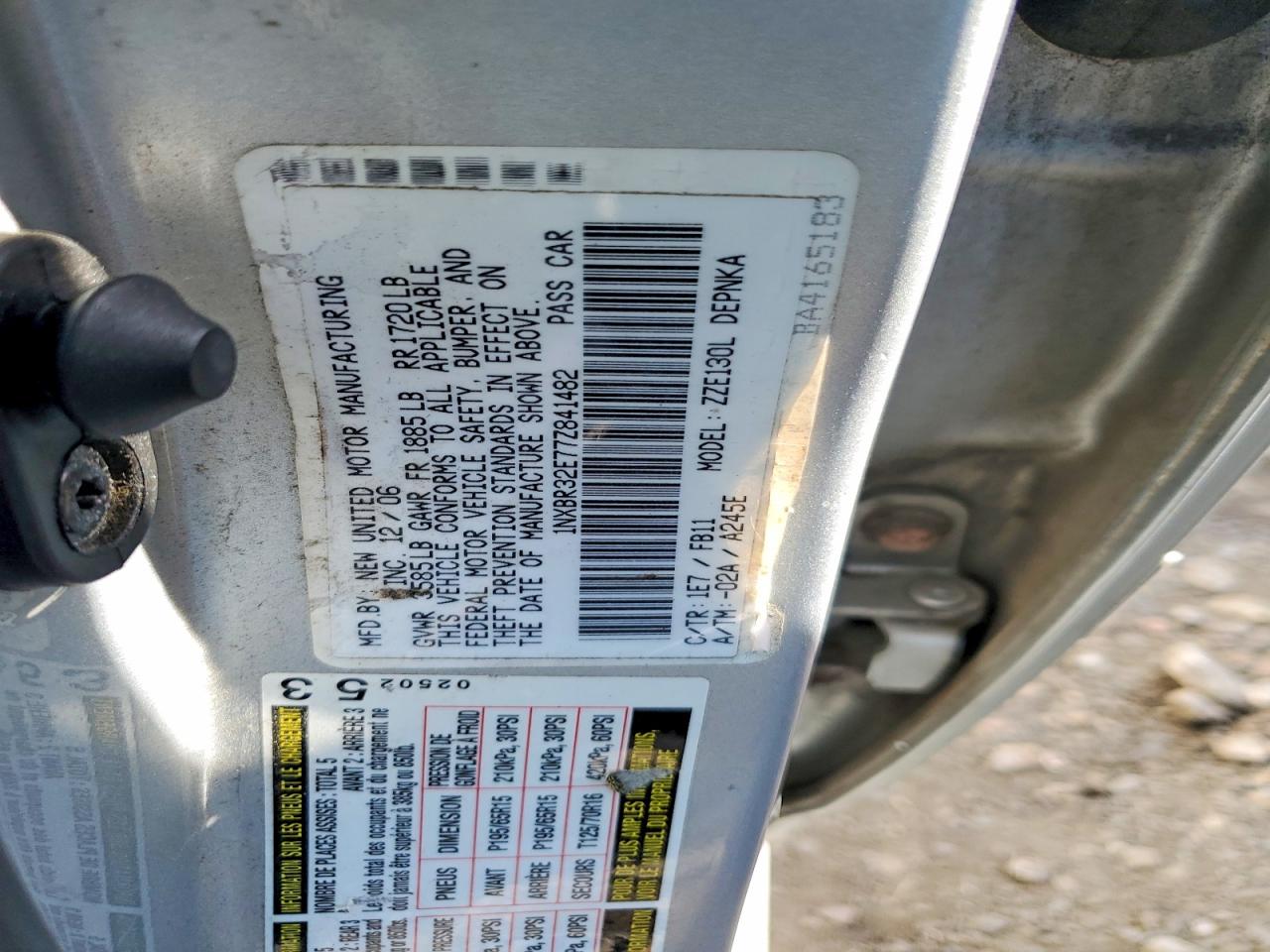 2007 Toyota Corolla Le Silver vin: 1NXBR32E77Z841482