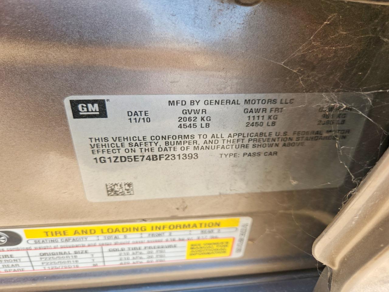 2011 Chevrolet Malibu 2lt Gold vin: 1G1ZD5E74BF231393