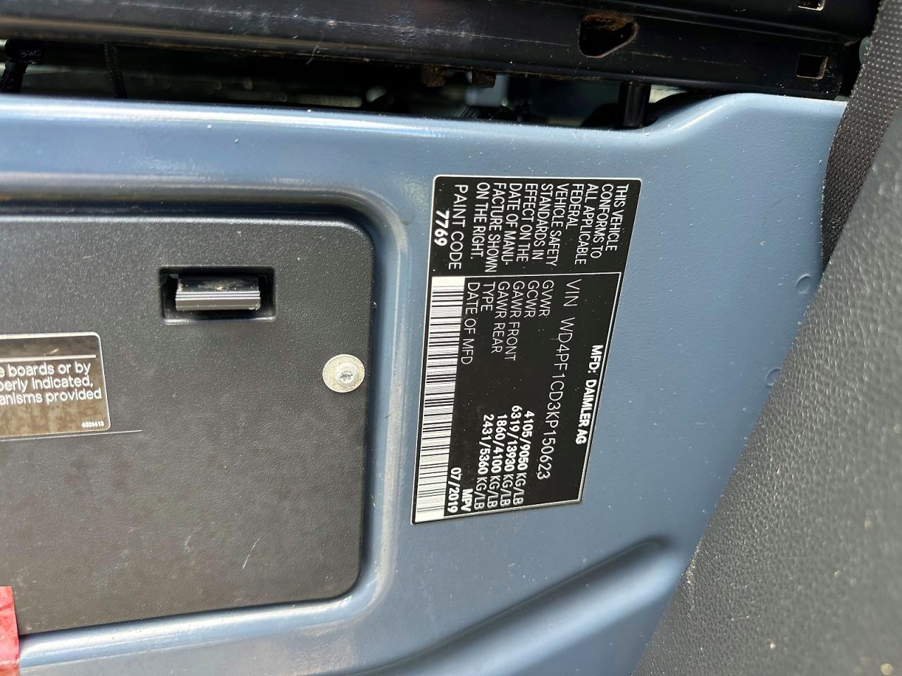 2019 Mercedes-benz Sprinter 2500 Серый vin: WD4PF1CD3KP150623