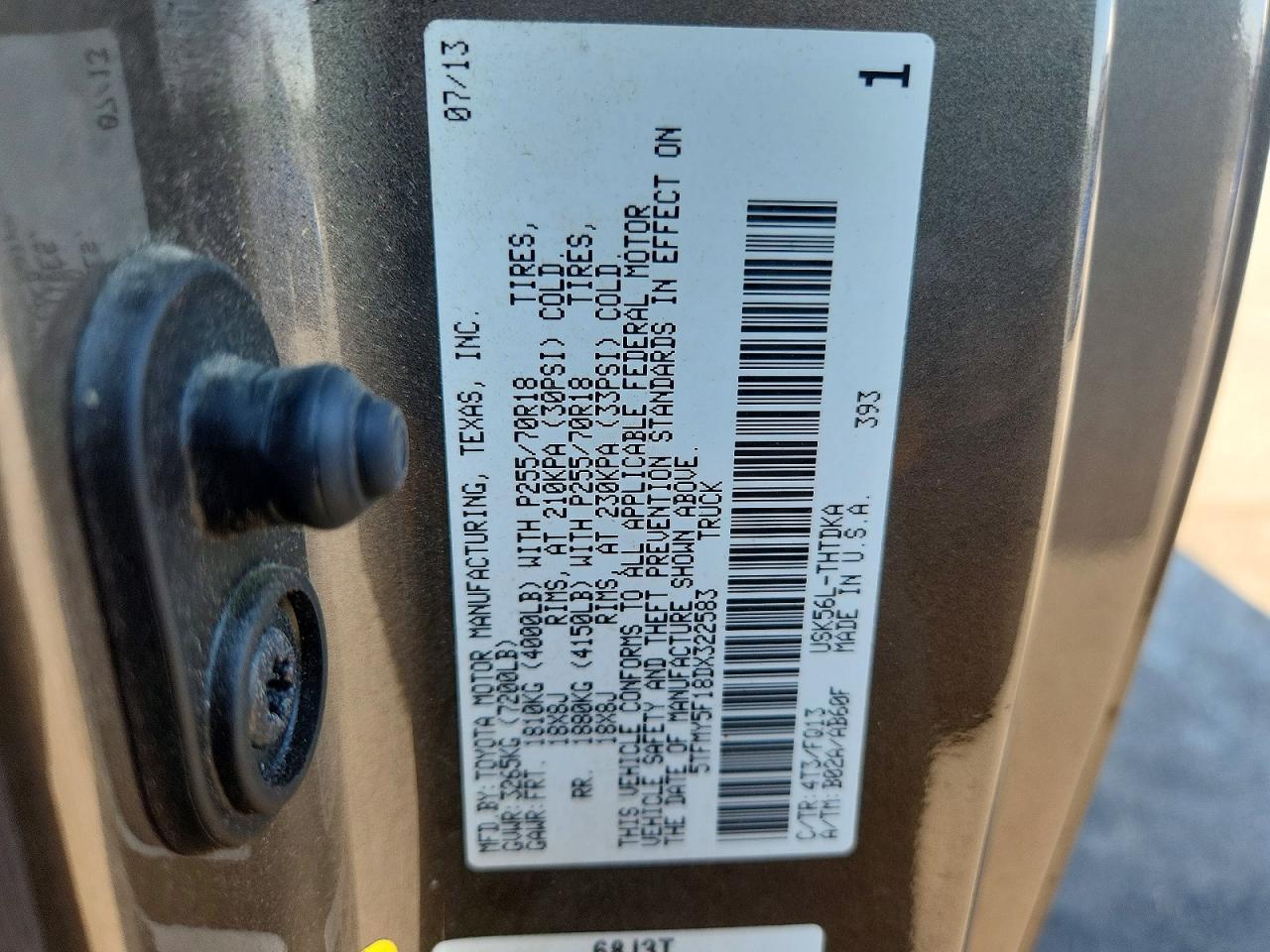 2013 Toyota Tundra Grade Gray vin: 5TFMY5F18DX322583