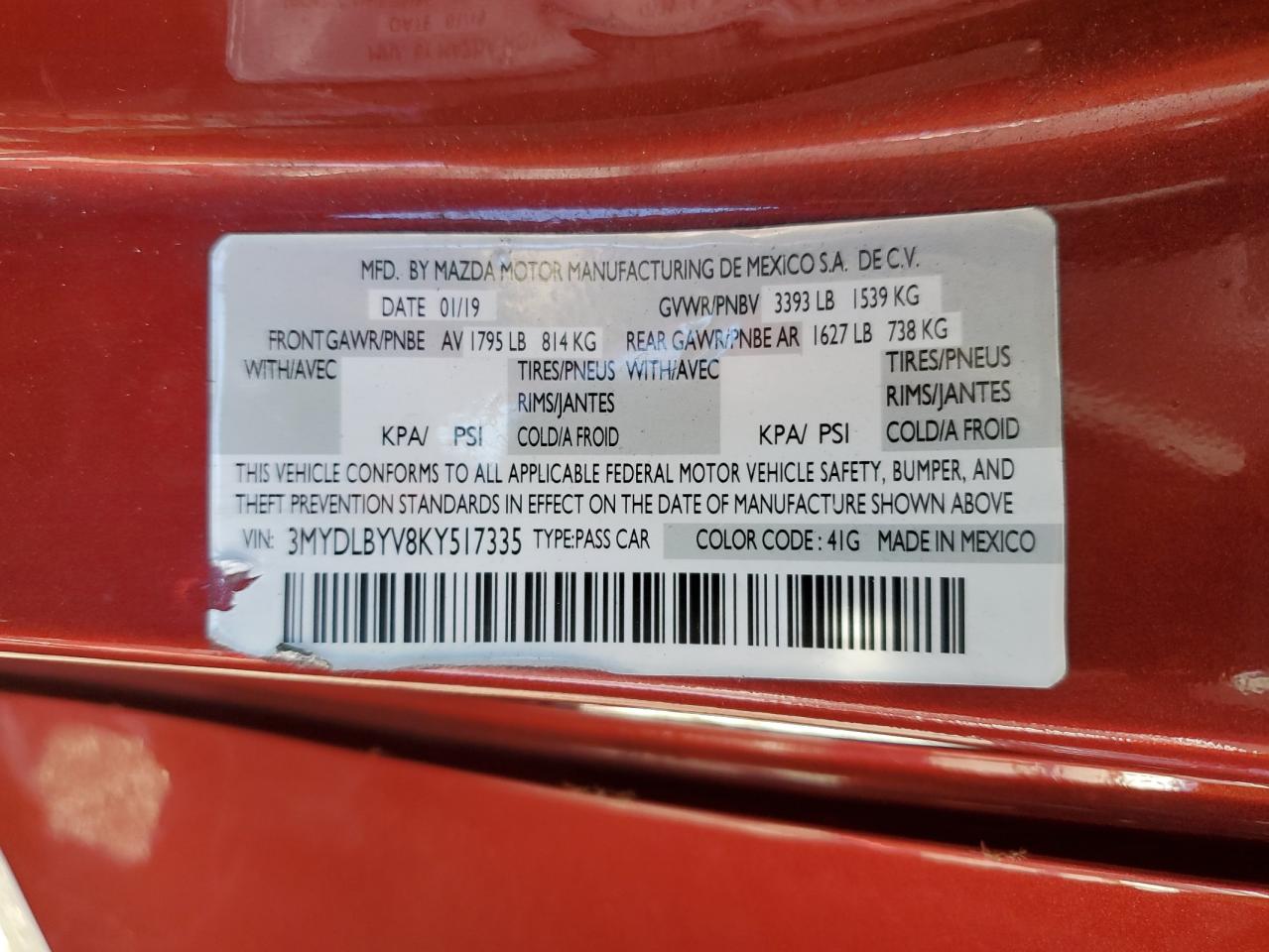 2019 Toyota Yaris L Red vin: 3MYDLBYV8KY517335