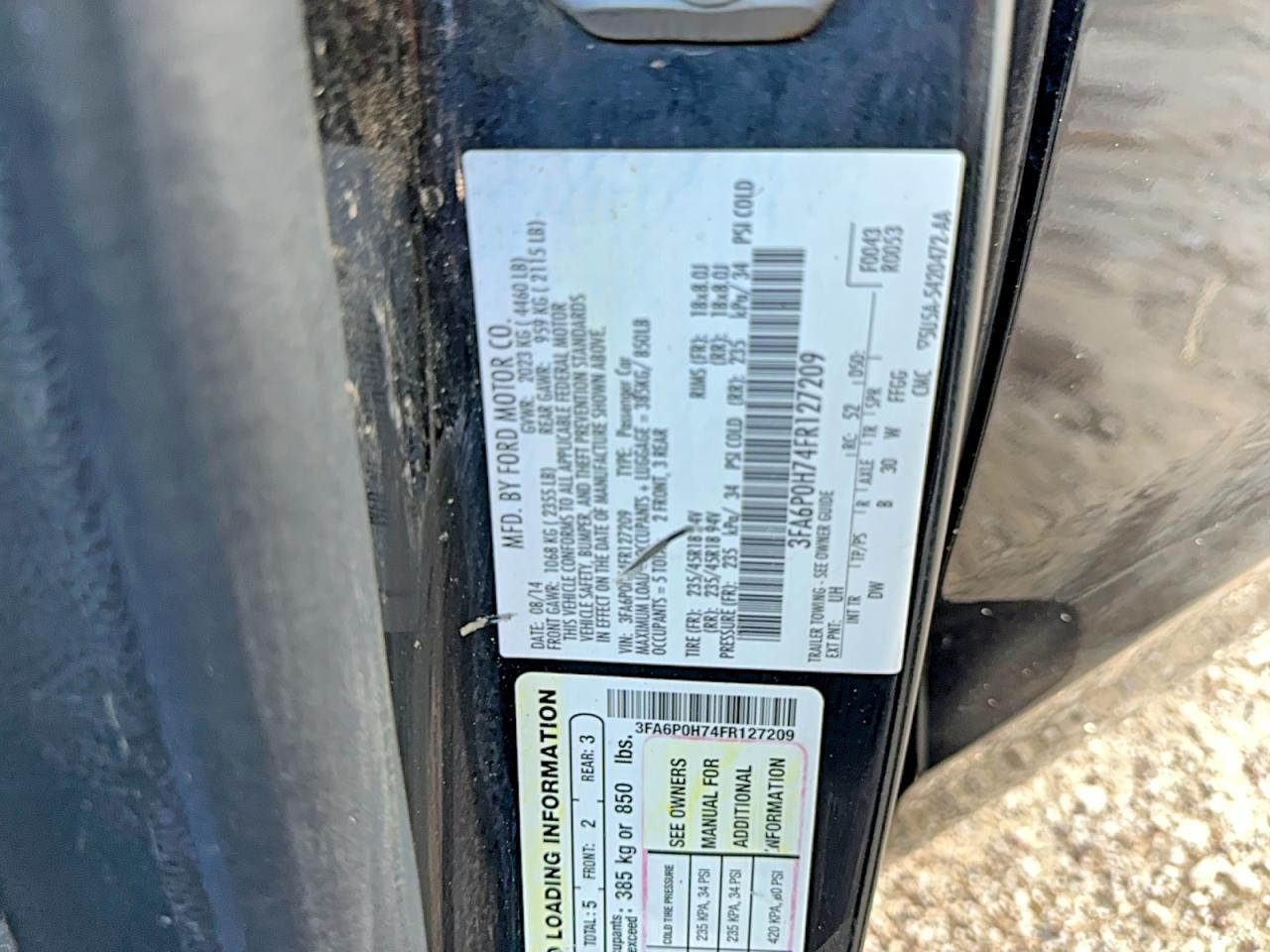 2015 Ford Fusion Se Black vin: 3FA6P0H74FR127209