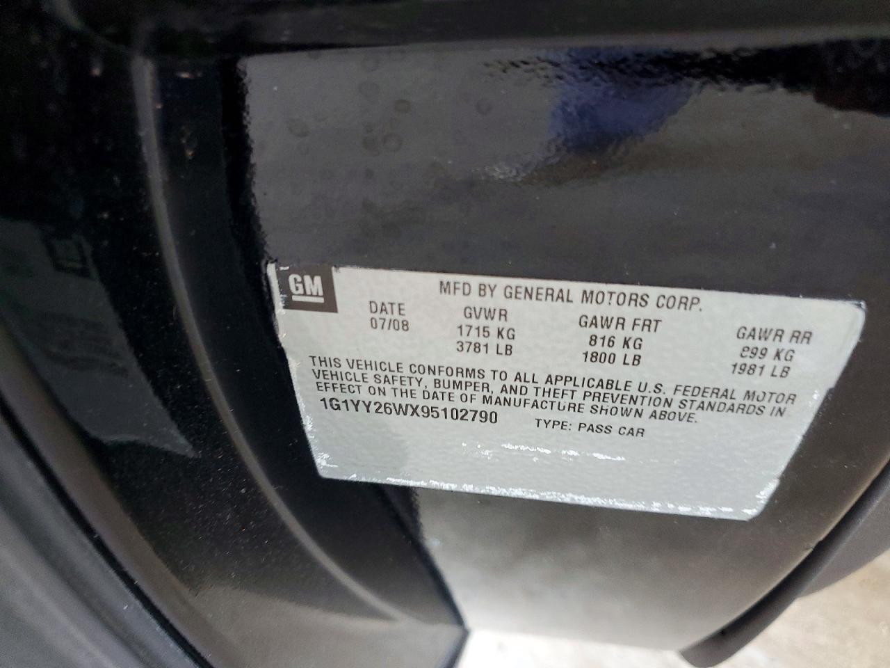 2009 Chevrolet Corvette Черный vin: 1G1YY26WX95102790