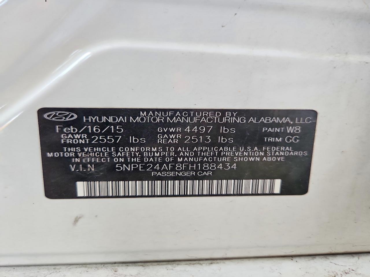 2015 Hyundai Sonata Se White vin: 5NPE24AF8FH188434