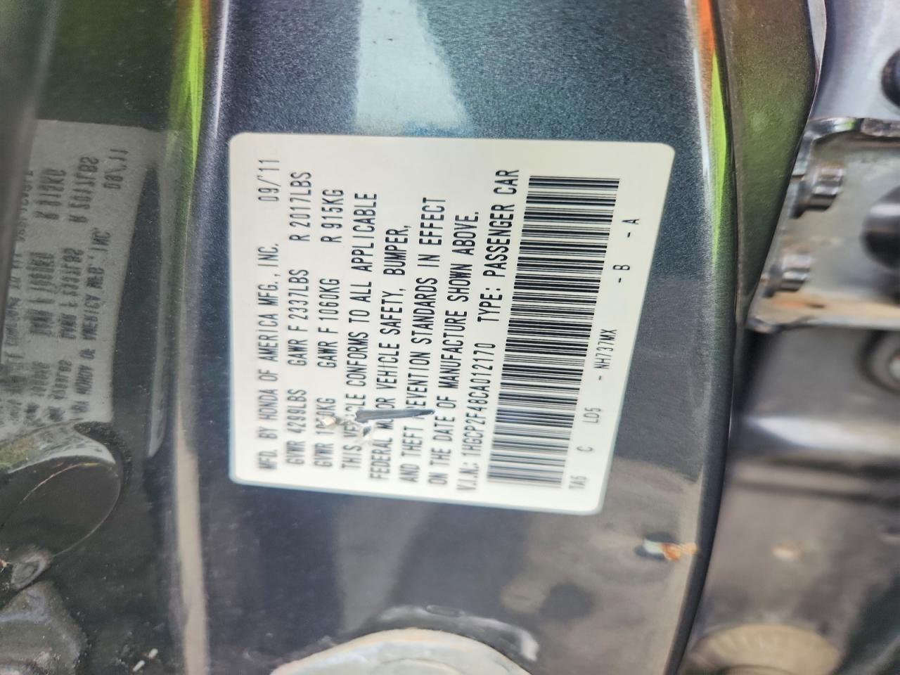 2012 Honda Accord Lxp Gray vin: 1HGCP2F48CA012170