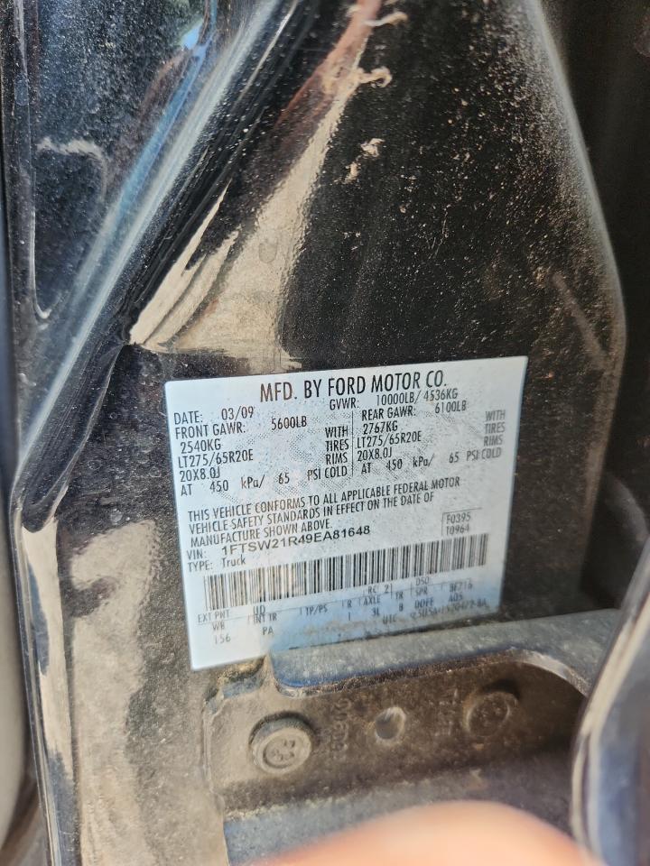 2009 Ford F250 Super Duty Black vin: 1FTSW21R49EA81648