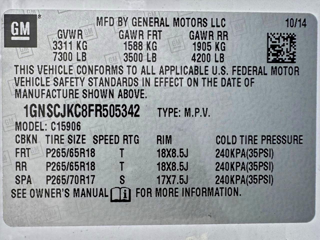 2015 Chevrolet Suburban C1500 Lt White vin: 1GNSCJKC8FR505342