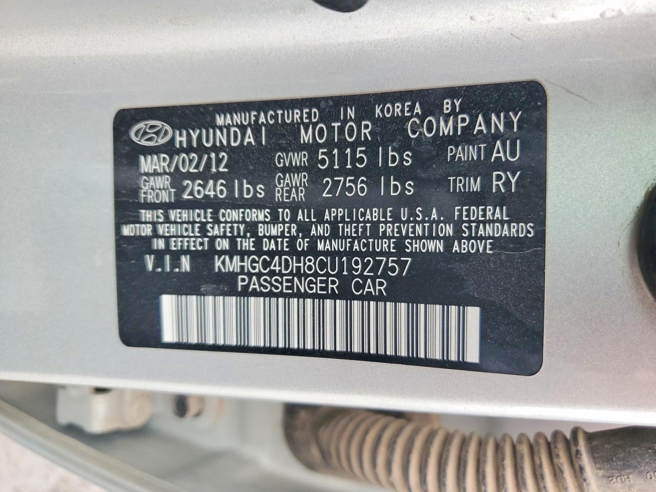 2012 Hyundai Genesis 5.0l Silver vin: KMHGC4DH8CU192757