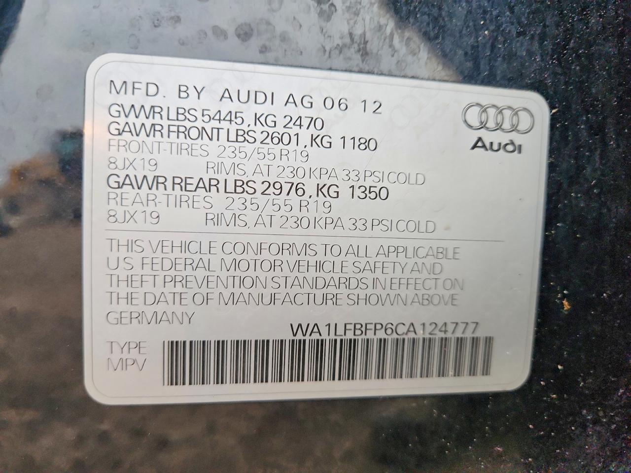 2012 Audi Q5 Premium Plus Blue vin: WA1LFBFP6CA124777