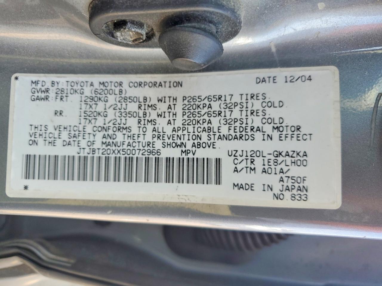 2005 Lexus Gx 470 Синий vin: JTJBT20XX50072966