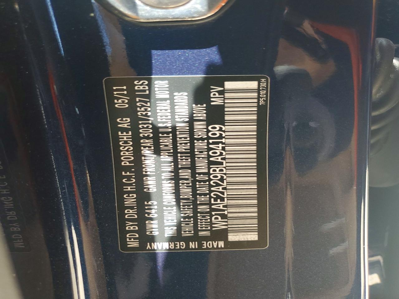 2011 Porsche Cayenne S Hybrid Black vin: WP1AE2A29BLA94199