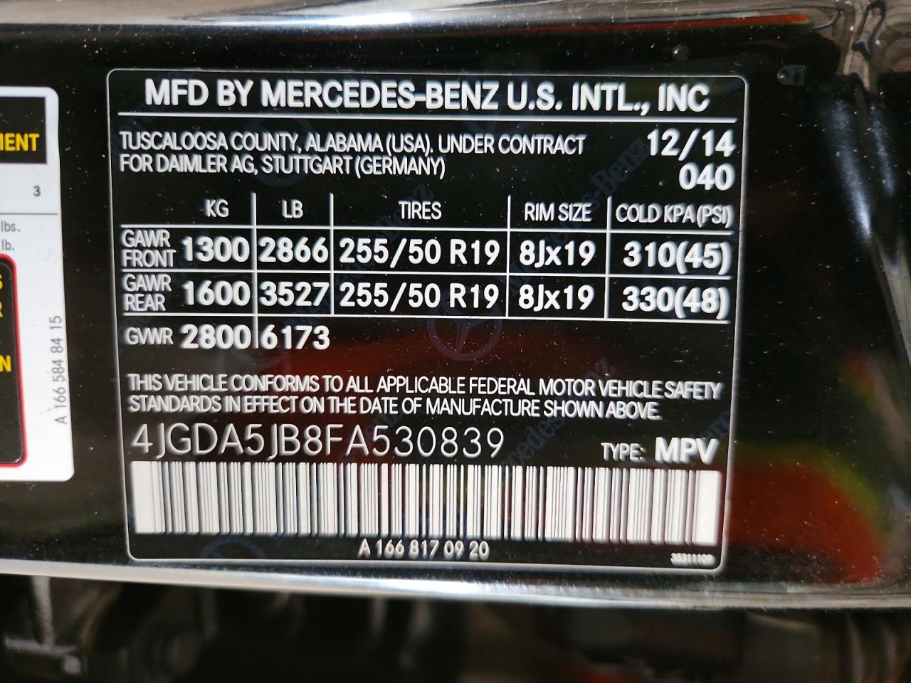 2015 Mercedes-benz Ml 350 Черный vin: 4JGDA5JB8FA530839