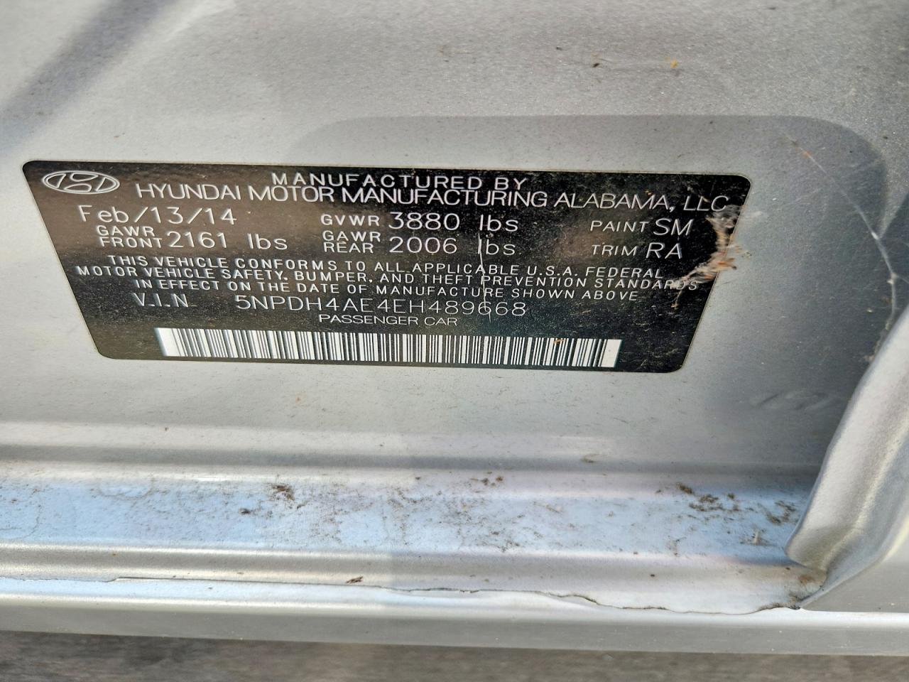 2014 Hyundai Elantra Se Silver vin: 5NPDH4AE4EH489668