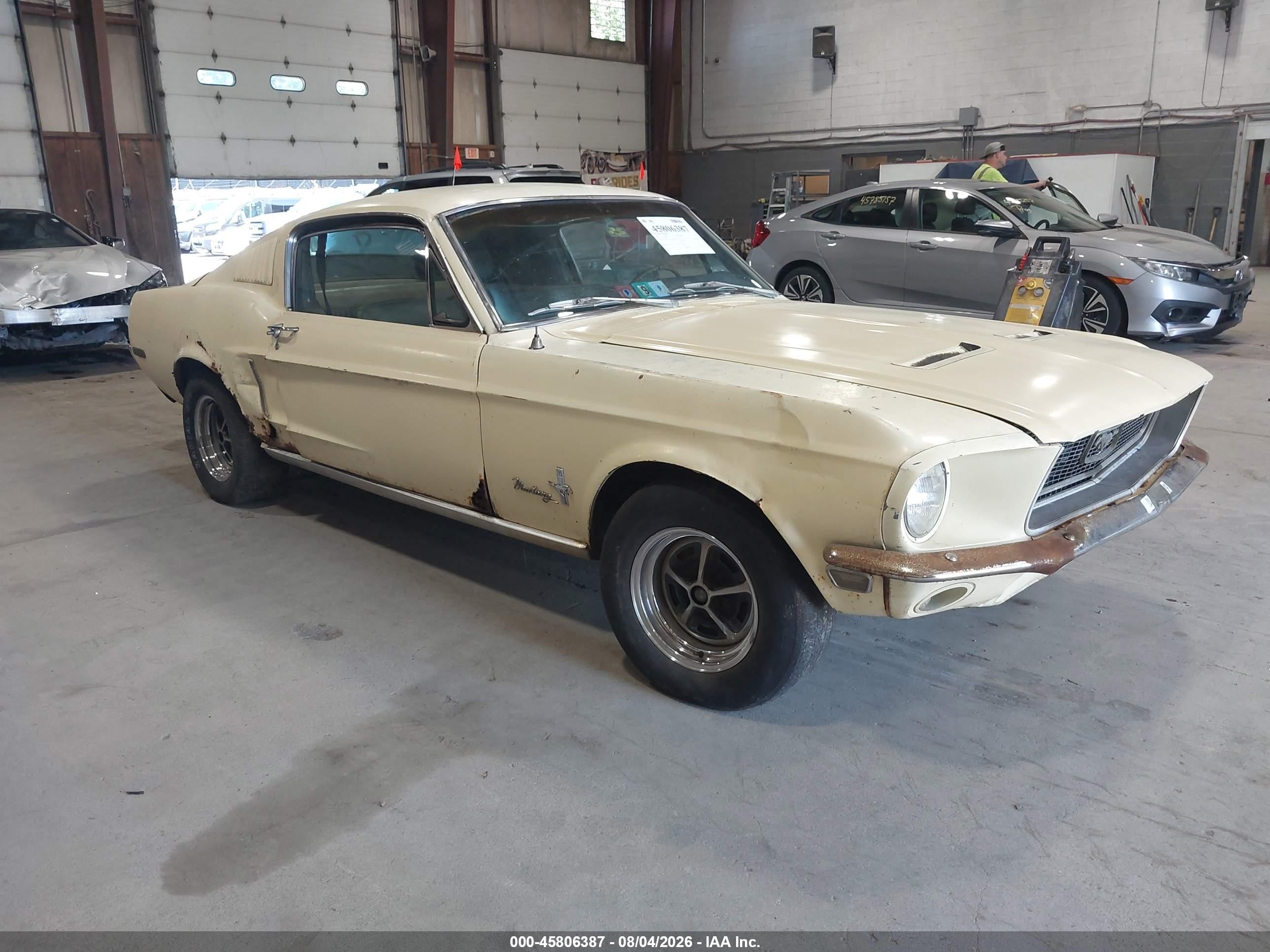 1968 Ford Mustang   Yellow vin: 8T02C221207      