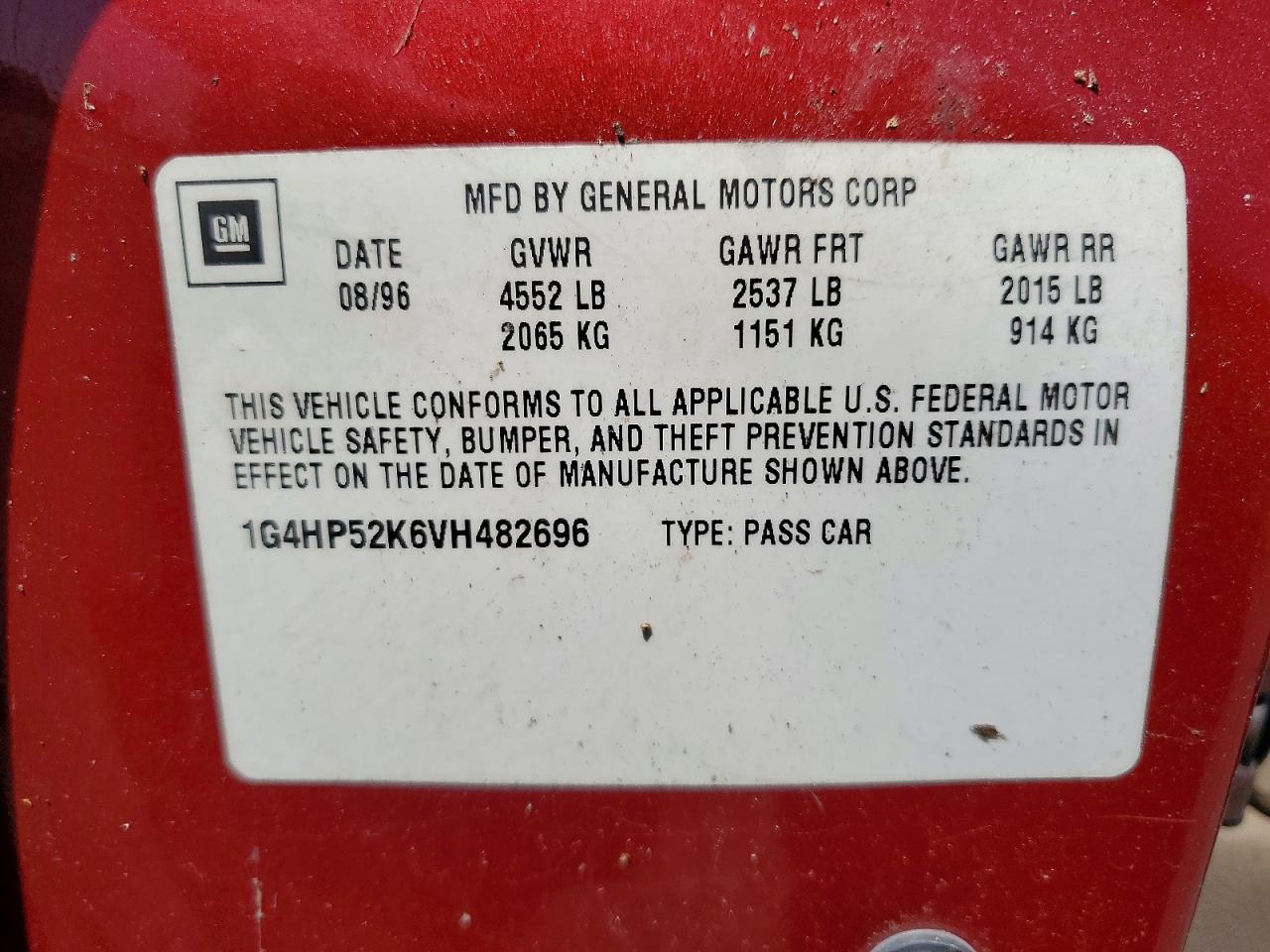 1997 Buick Lesabre Custom Maroon vin: 1G4HP52K6VH482696