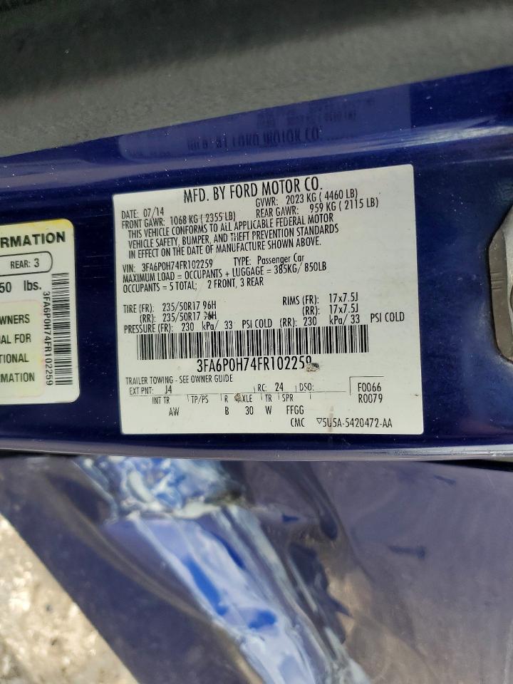 2015 Ford Fusion Se Синий vin: 3FA6P0H74FR102259
