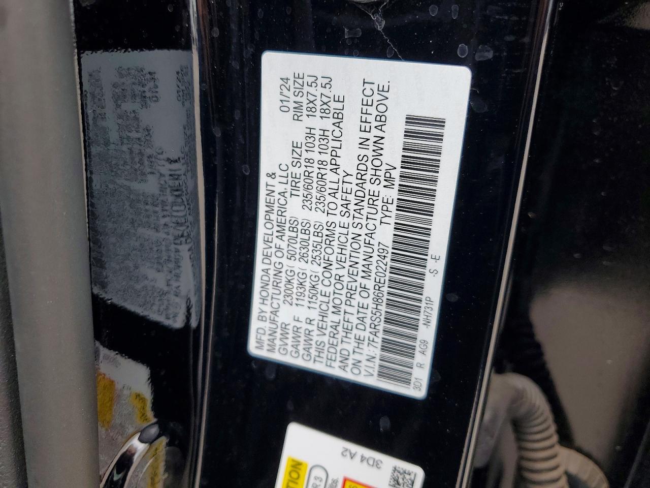 2024 Honda Cr-v Sport-l Black vin: 7FARS5H86RE022497