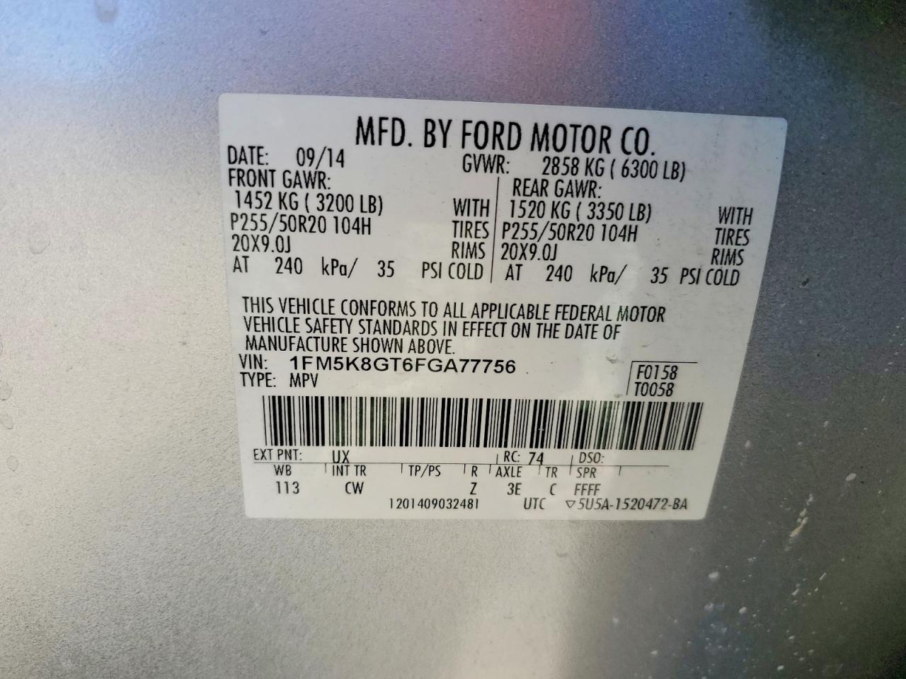 2015 Ford Explorer Sport Silver vin: 1FM5K8GT6FGA77756