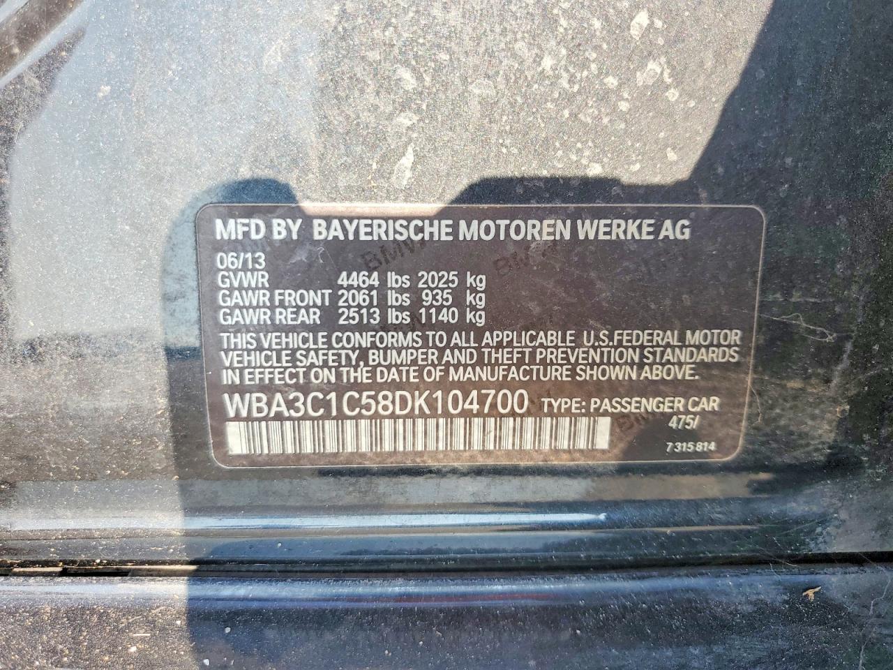 2013 Bmw 328 I Sulev Black vin: WBA3C1C58DK104700
