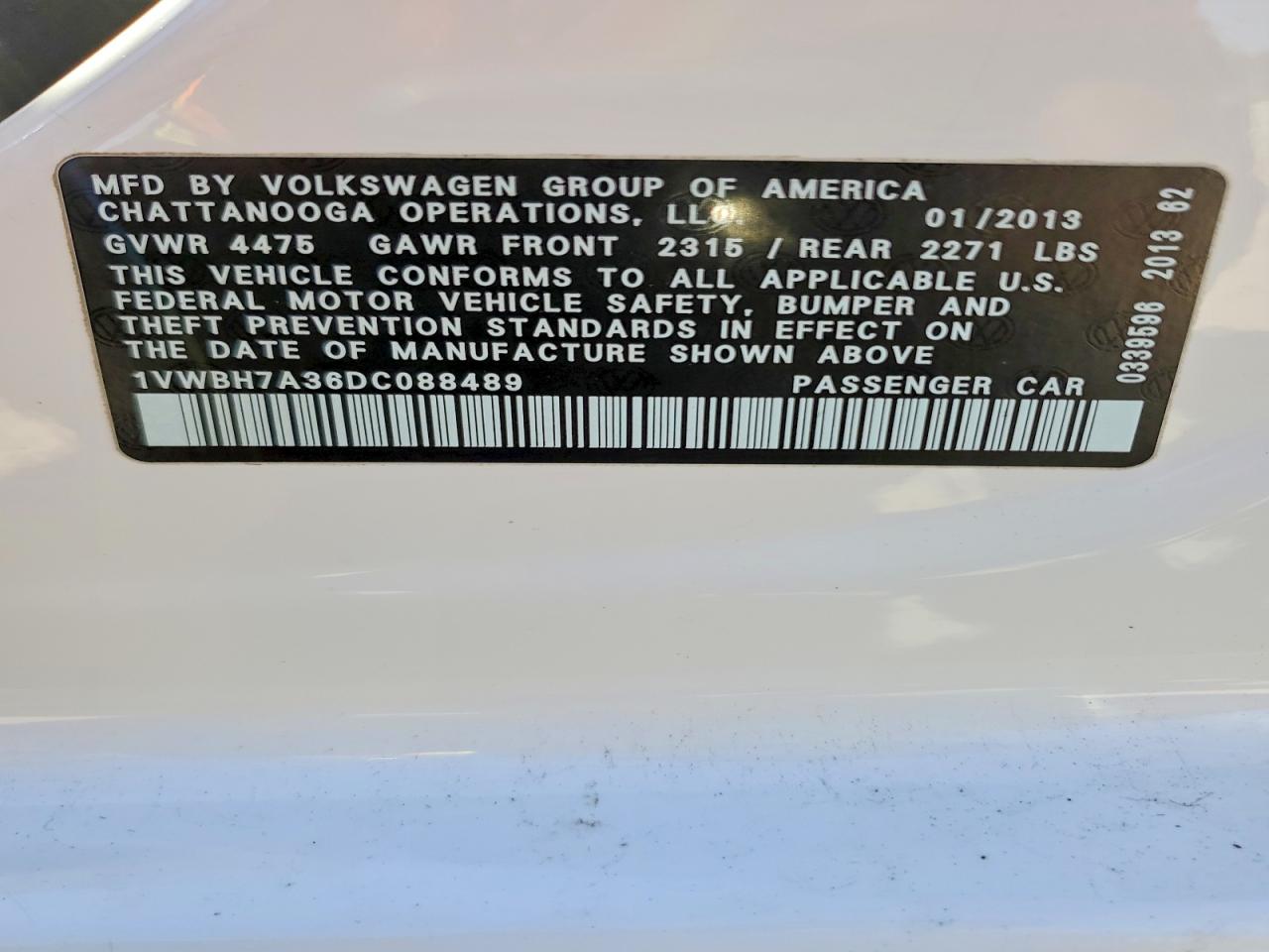 2013 Volkswagen Passat Se Белый vin: 1VWBH7A36DC088489