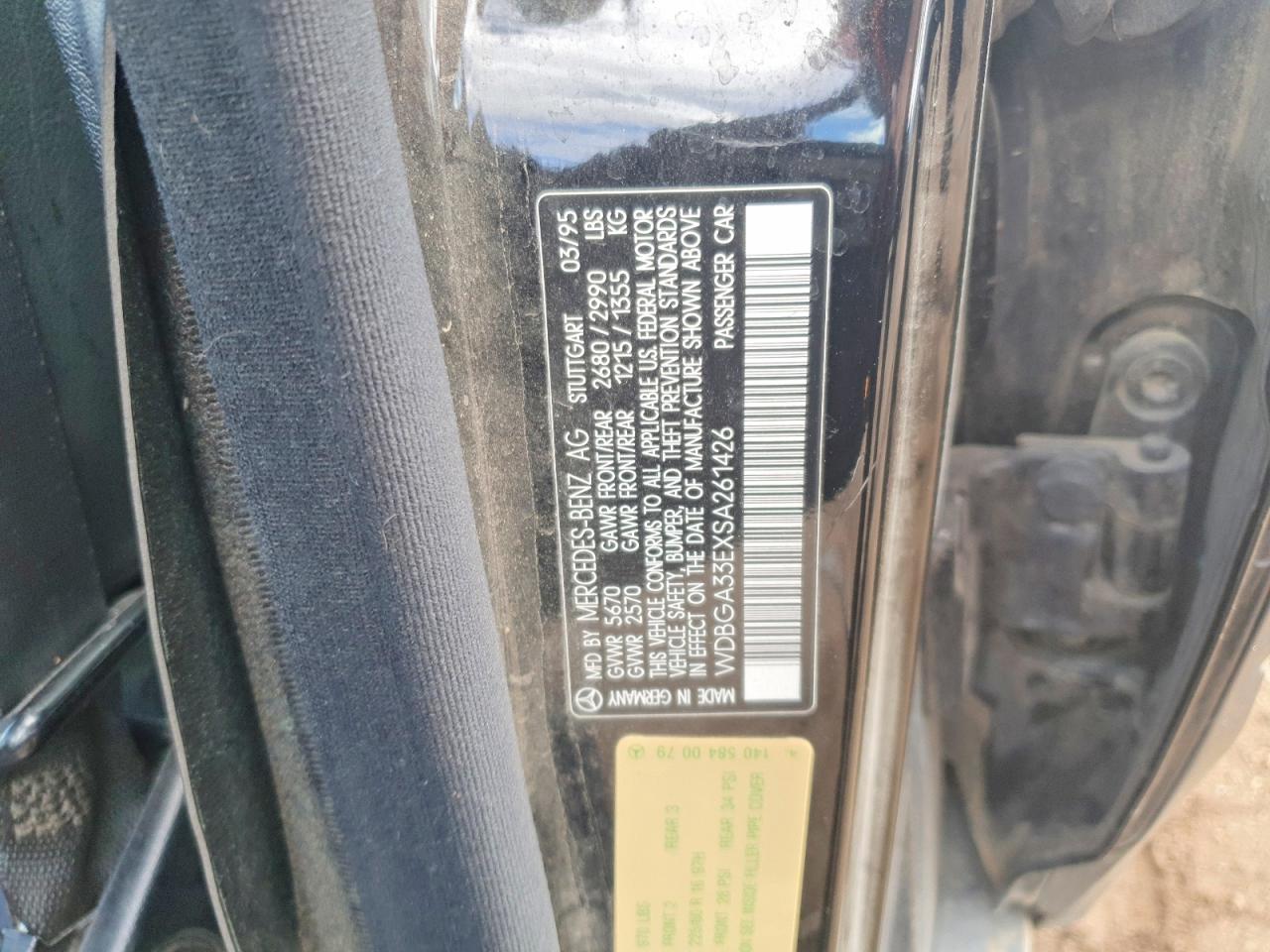 1995 Mercedes-benz S 320 Black vin: WDBGA33EXSA261426