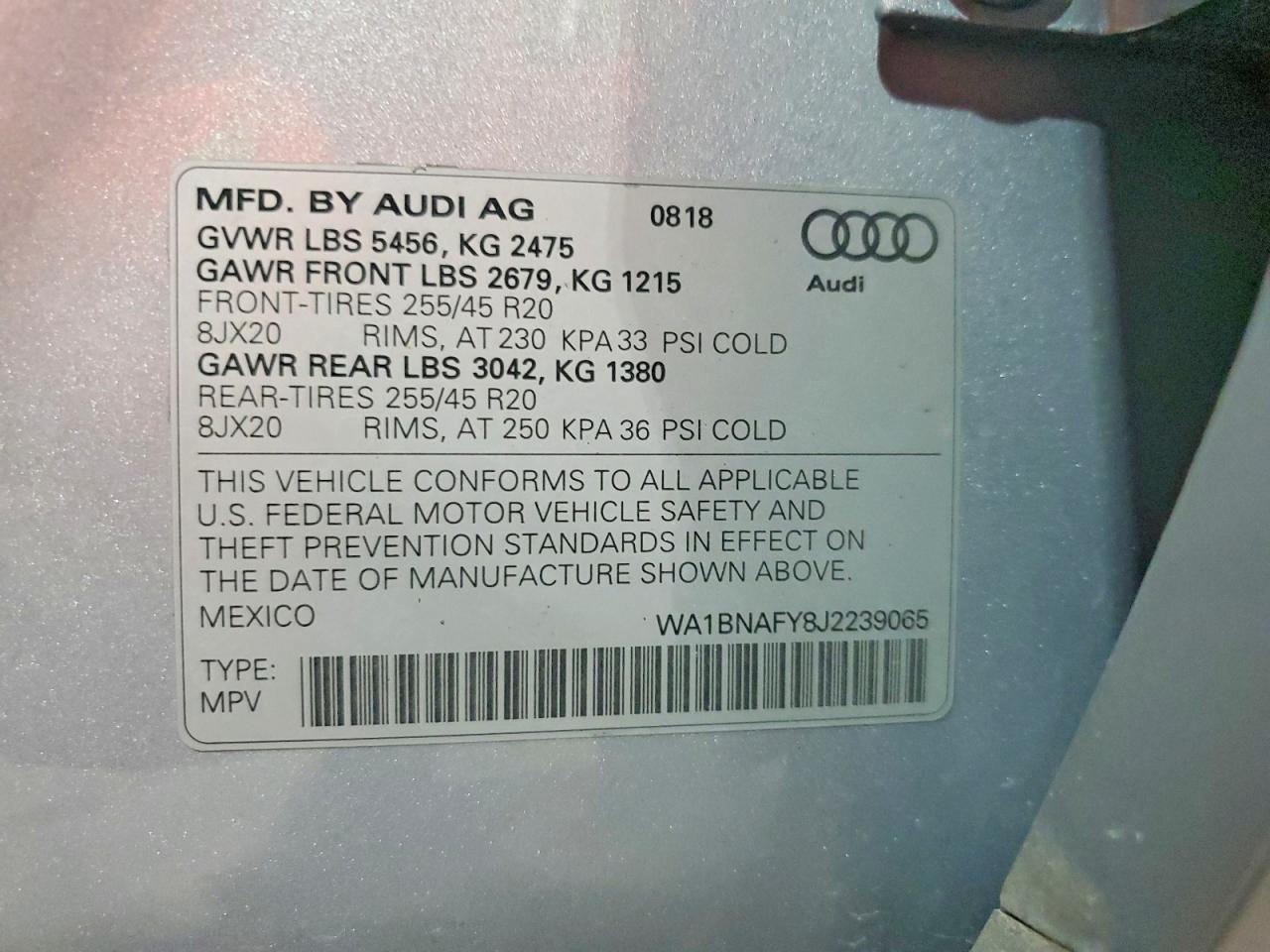 2018 Audi Q5 Premium Plus Silver vin: WA1BNAFY8J2239065