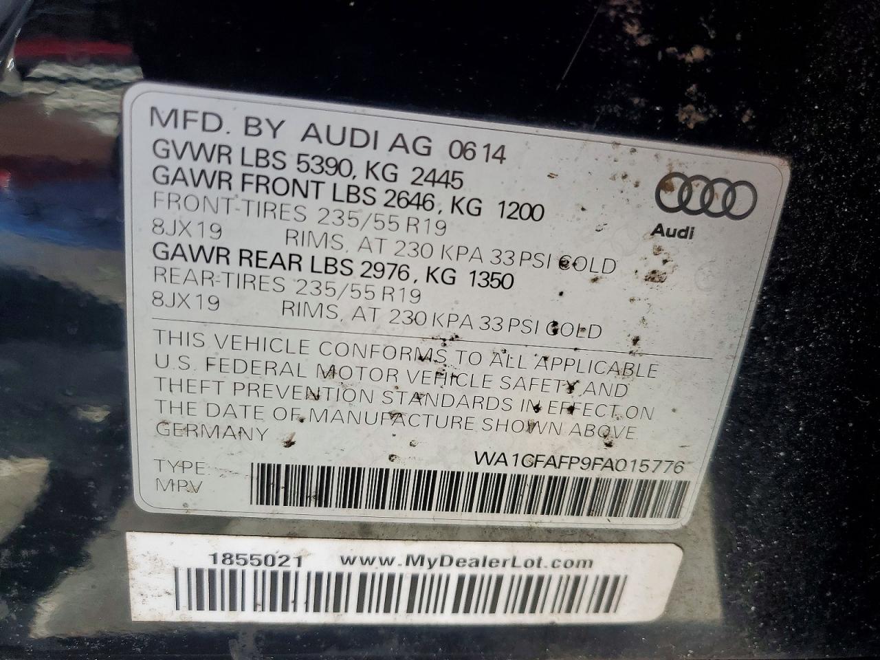 2015 Audi Q5 Premium Black vin: WA1CFAFP9FA015776
