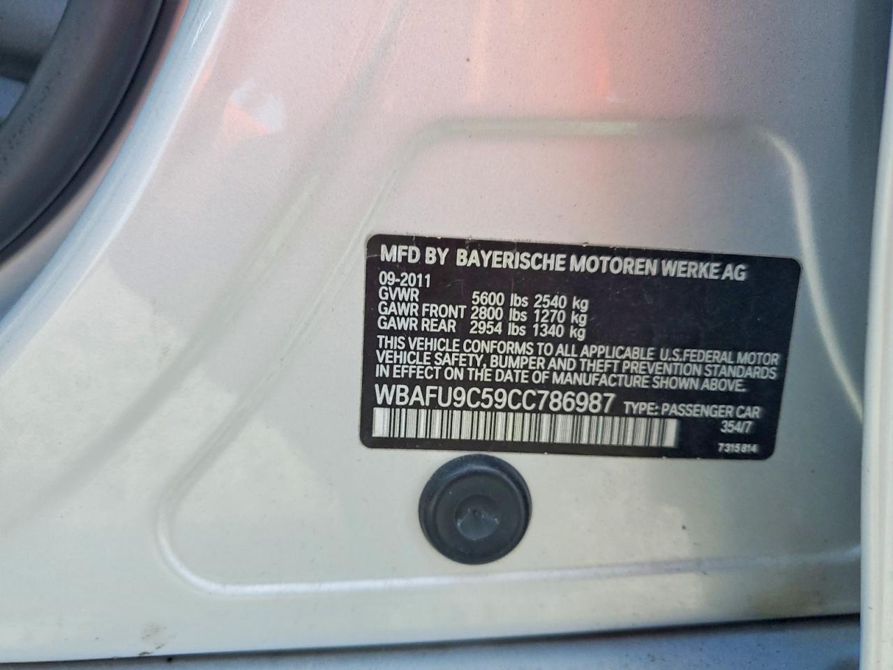 2012 Bmw 550 Xi Silver vin: WBAFU9C59CC786987