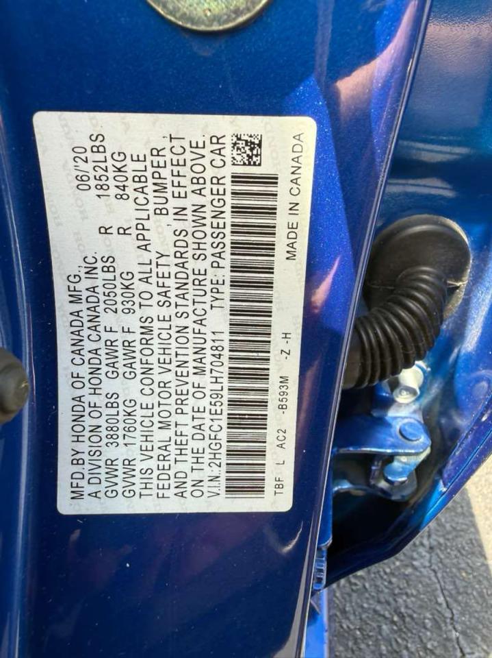 2020 Honda Civic Si Blue vin: 2HGFC1E59LH704811