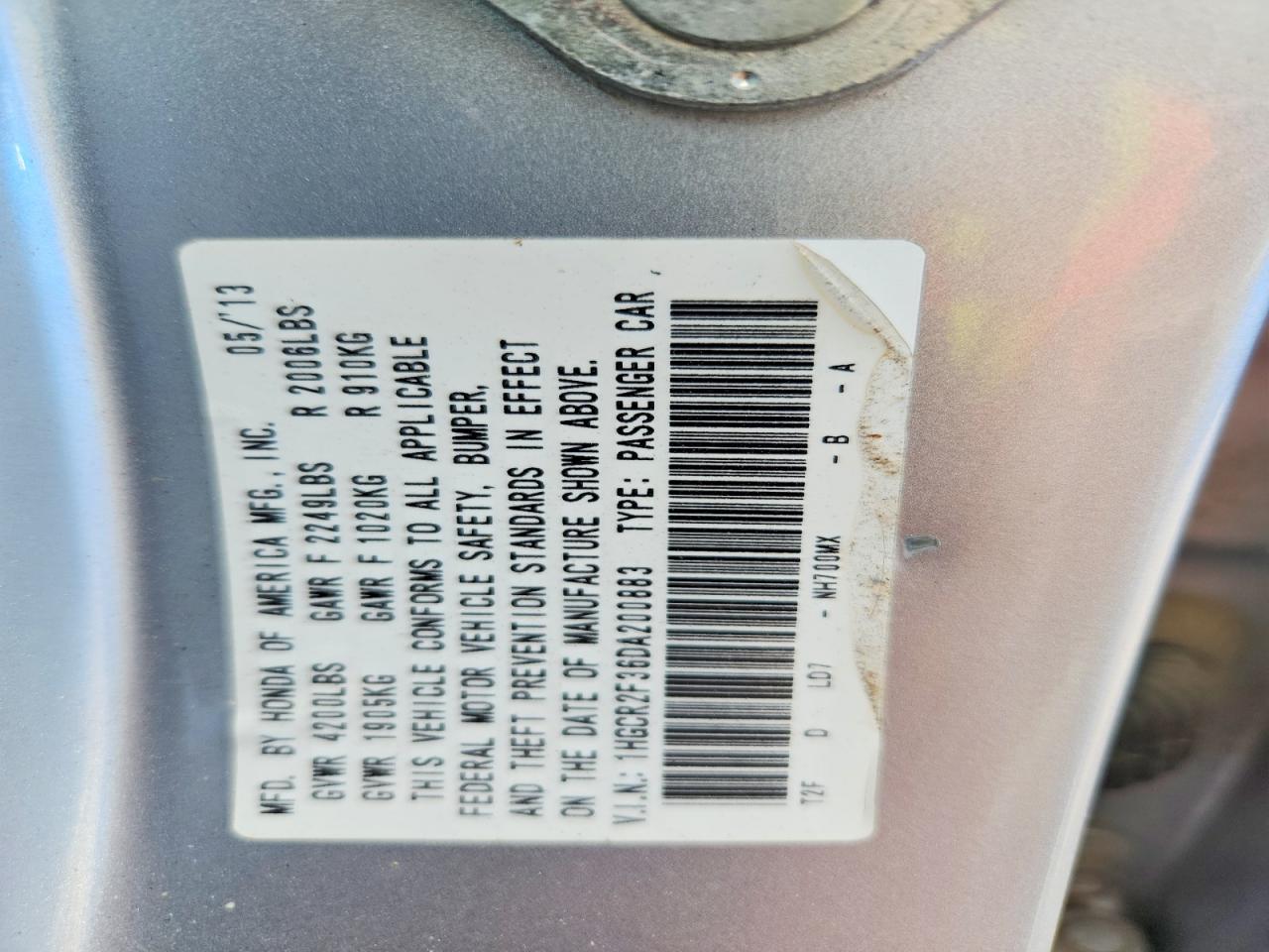 2013 Honda Accord Lx Silver vin: 1HGCR2F36DA200883