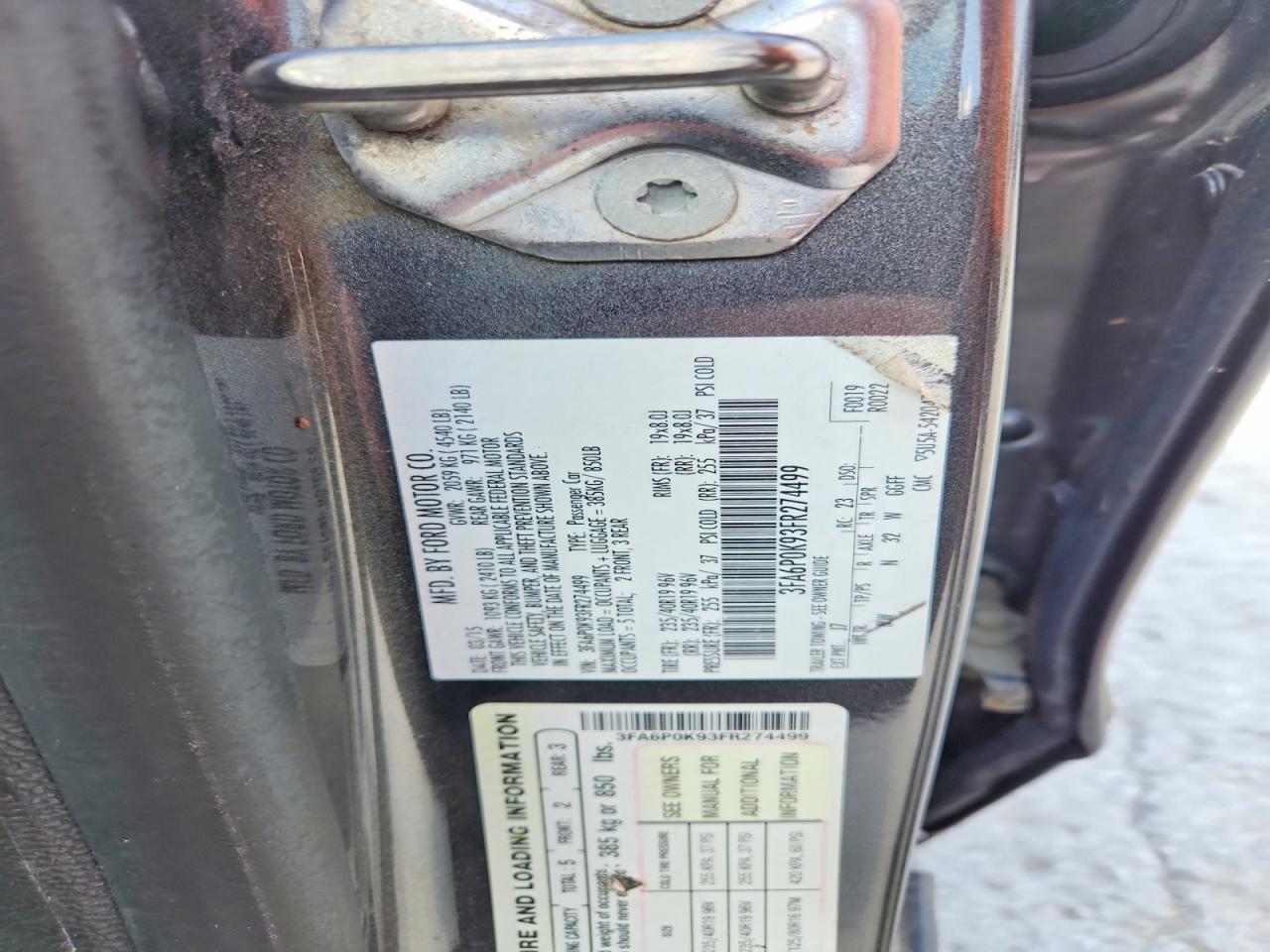 2015 Ford Fusion Titanium Gray vin: 3FA6P0K93FR274499