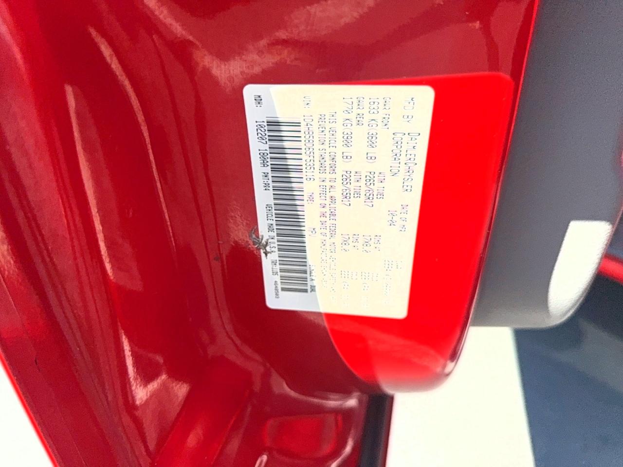 2005 Dodge Durango Limited Red vin: 1D4HB58D65F535116