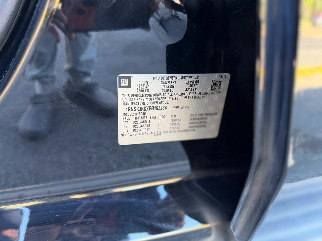2015 Chevrolet Suburban K1500 Lt Черный vin: 1GNSKJKCXFR193284