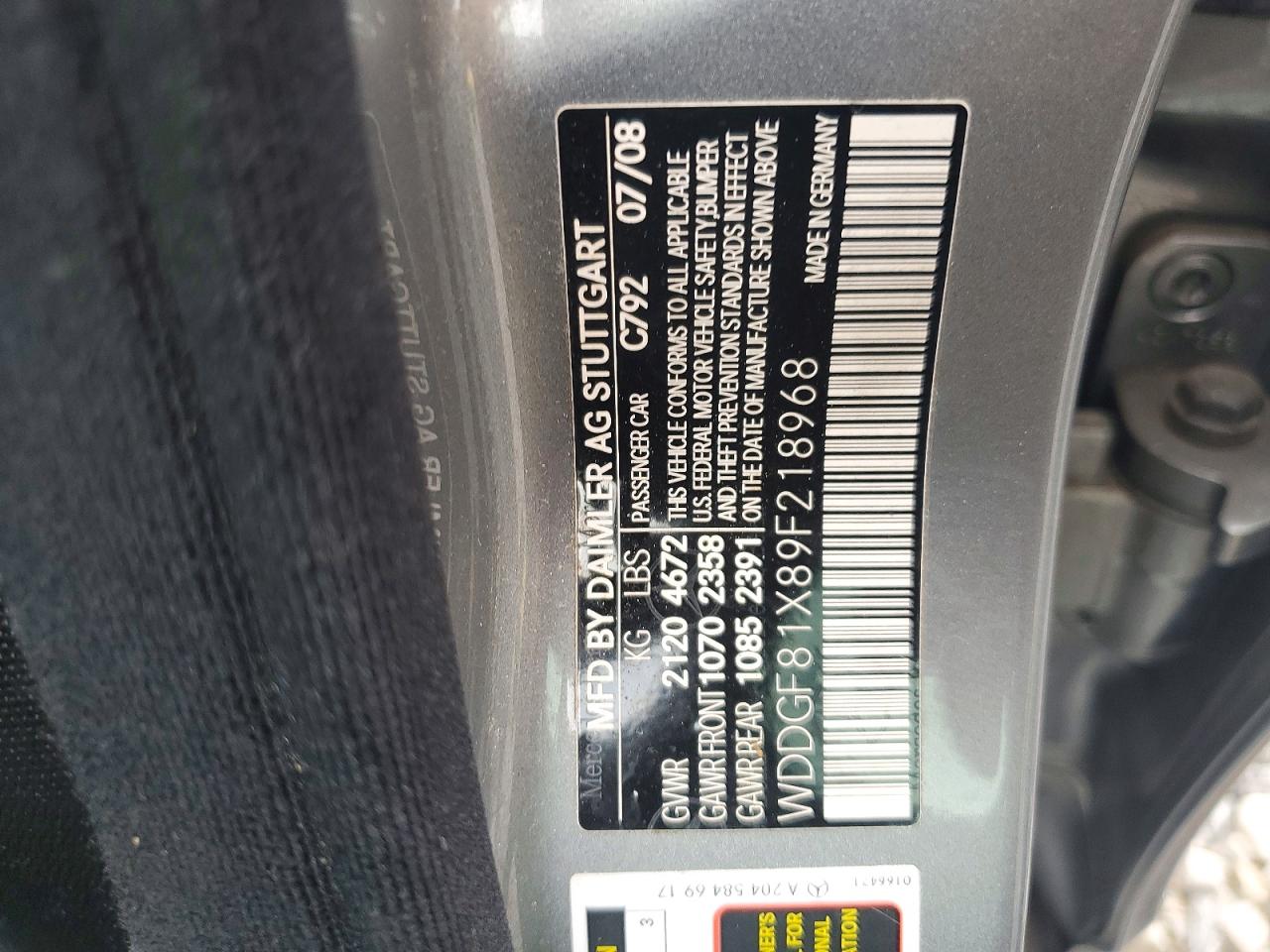2009 Mercedes-benz C 300 4matic Silver vin: WDDGF81X89F218968