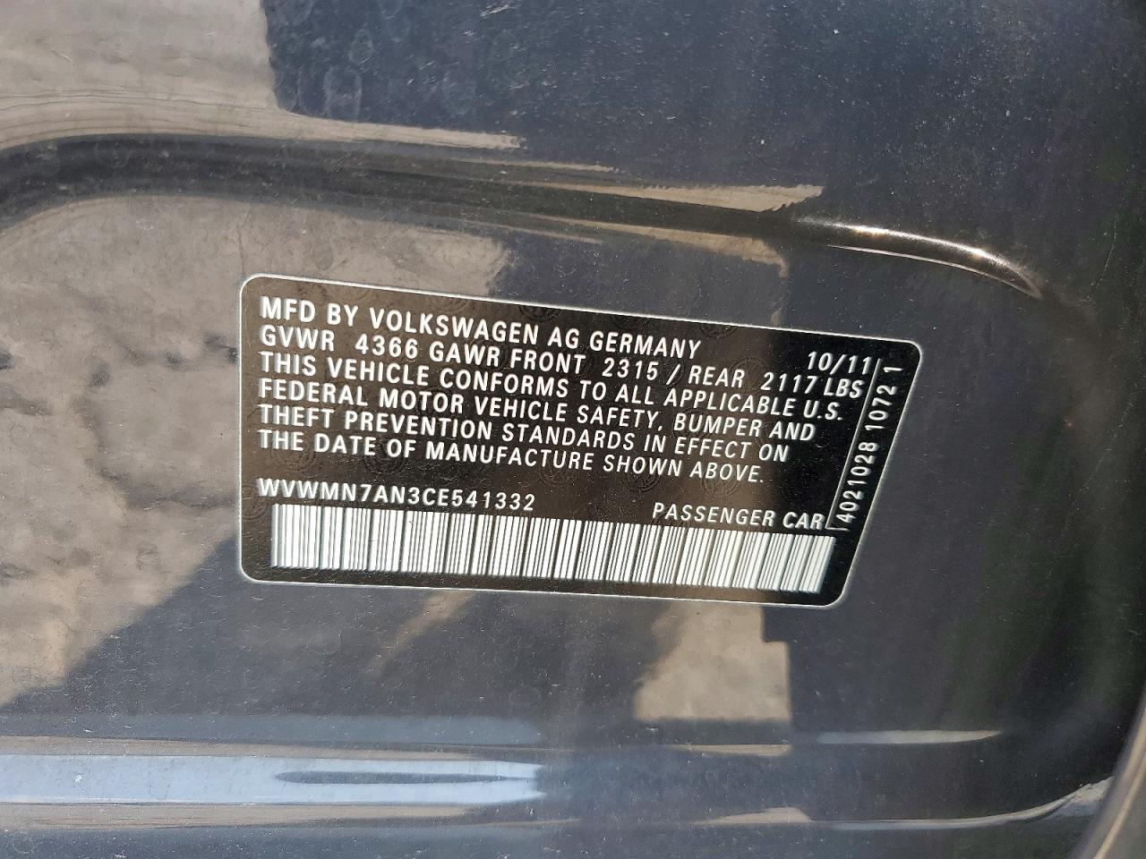 2012 Volkswagen Cc Sport Gray vin: WVWMN7AN3CE541332